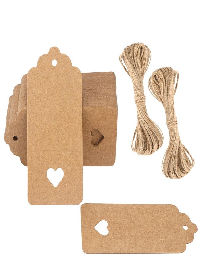 G2PLUS 100PCS Blank Gift Tags with String, Kraft Paper Hangtags, Hollow Heart Gift Tags, Wedding Favors Tags for Valentine's, Thanksgiving, Christmas - Image 1